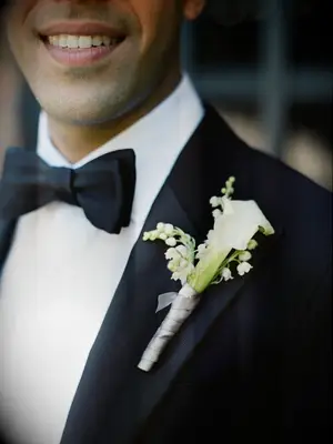 Calla lily and lily of the valley boutonniere