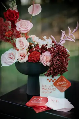 Red rose flower arrangement for your Beauty and the Beast wedding