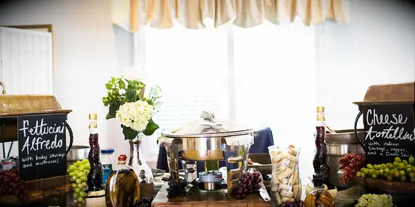 Pasta station at wedding