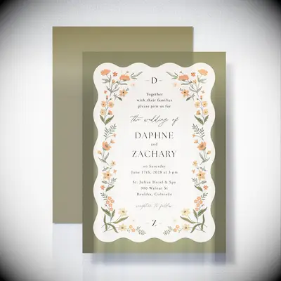 Rustic and floral wedding invitation