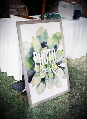 Photo booth sign with succulent illustration