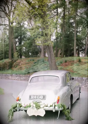 Vintage wedding getaway car