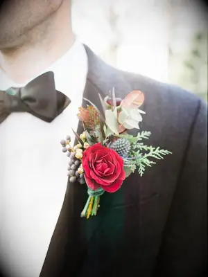 Boutonniere with red rose