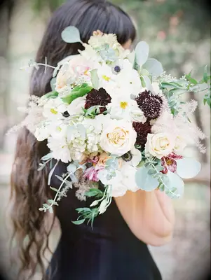 Bouquet with scabiosa and eucalyptus