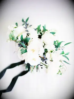 Bouquet with white garden roses