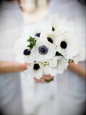 White anemone wedding bouquet