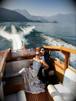 Couple on a speed boat