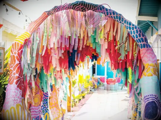 Colorful fabric entrance