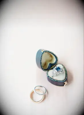 Blue heart-shaped ring box