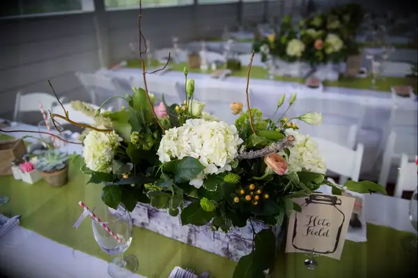Hydrangea and Greenery Rustic Spring Centerpiece