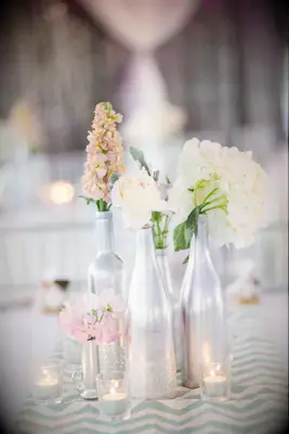 Spring Centerpiece in Silver Bottles