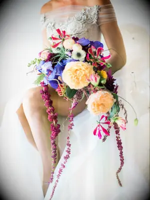 Colorful cascading bouquet