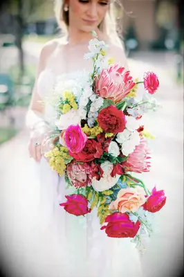 King protea cascading bouquet