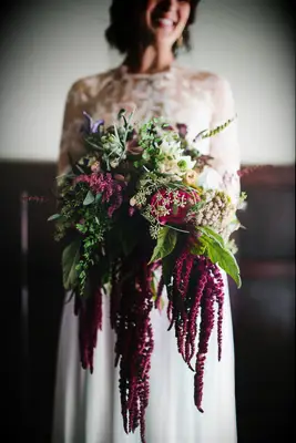 Cascading burgundy bouquet