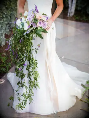 Purple cascading rose bouquet