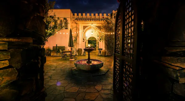 Rustic reception space at Korakia in Palm Springs, California