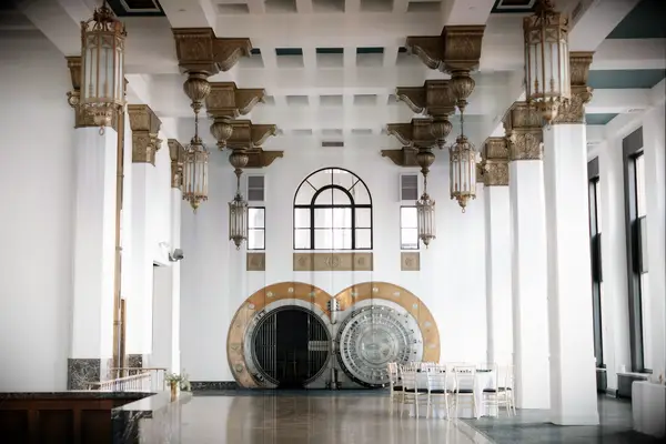 Art deco style wedding venue The Noble featuring a bank vault in St. Louis, Missouri