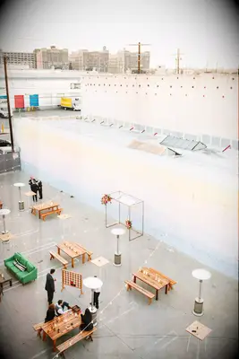 Cocktail Hour with games and tables at the Unique Space in Los Angeles, California