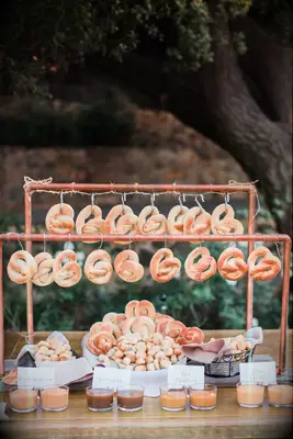 Pretzel Bar backyard wedding food idea