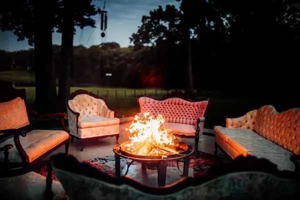 Backyard Fire Pit with Vintage Lounge Furniture