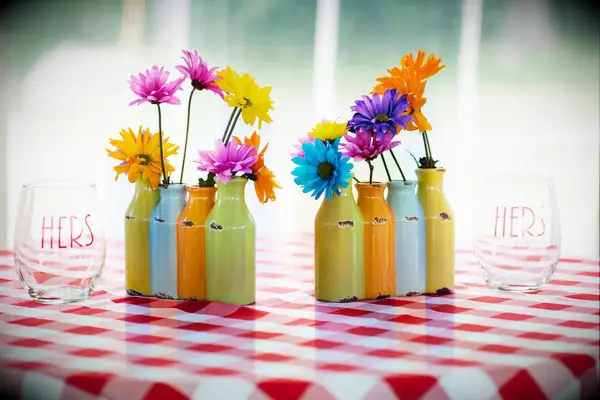 Colorful Backyard Barbecue Daisy Centerpieces