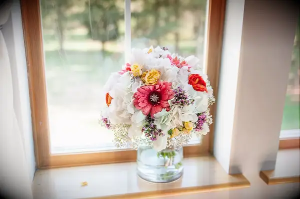 Chic Large Bouquet With Pink Gerbera Daisies, White Hydrangeas and Yellow and Orange Peonies