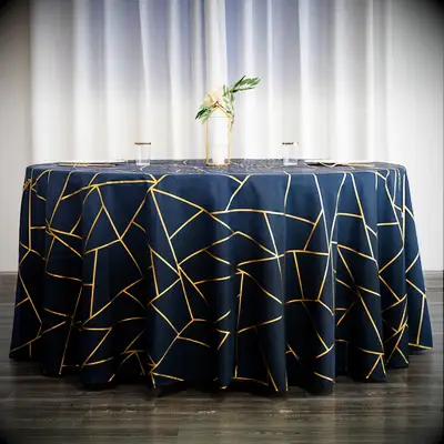 Navy Blue Linen with Geometric Design