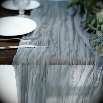  Dusty Blue Gauze Table Runner