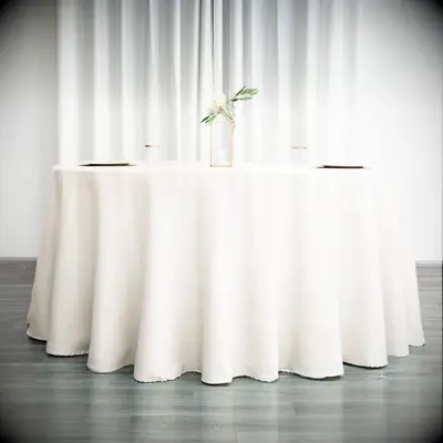Beige Seamless Polyester Round Tablecloth