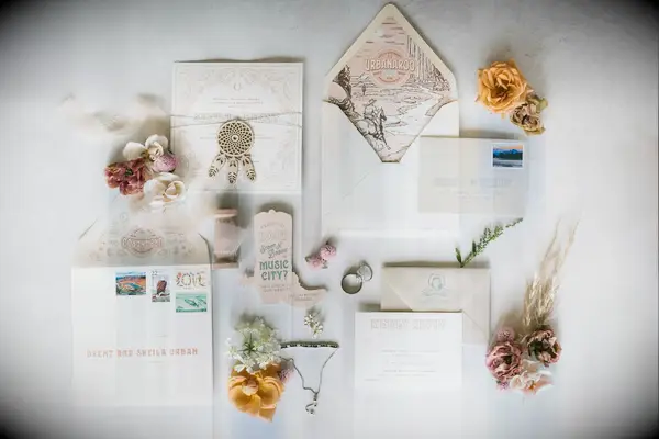 Fun invitation suite with stylish rustic detailing. 