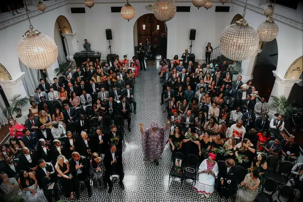 Aerial Photo of Wedding Ceremony at Ebell Long Beach in California