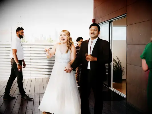 Couple wedding reception entrance