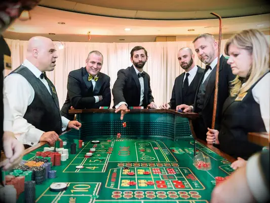 Pop-up casino as a wedding reception entertainment idea.