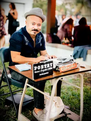 Poetry writer at wedding reception