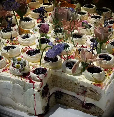 Blackberries and Blooms Wedding Sheet Cake