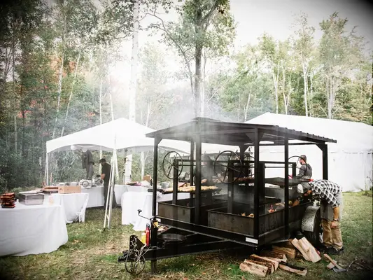 Barbecue wedding food at backyard wedding