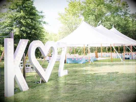 Statement letters at backyard wedding