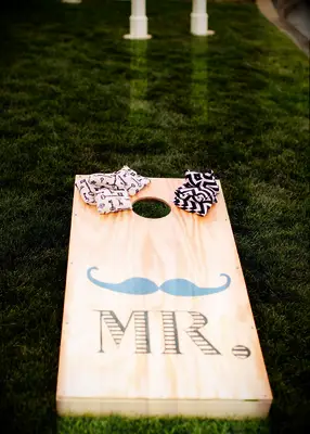 Lawn game at a backyard wedding