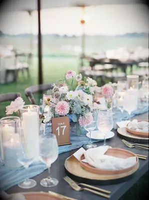 pink and baby blue decor accents