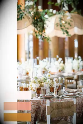 Clay, amber and cream wedding color accents