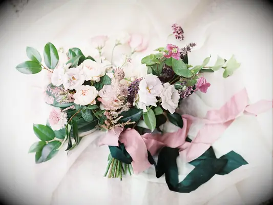 Pretty in pink and dusky green bouquet