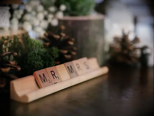 Scrabble-inspired DIY sweetheart table sign