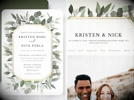 Eucalyptus Frame Invitations and Website