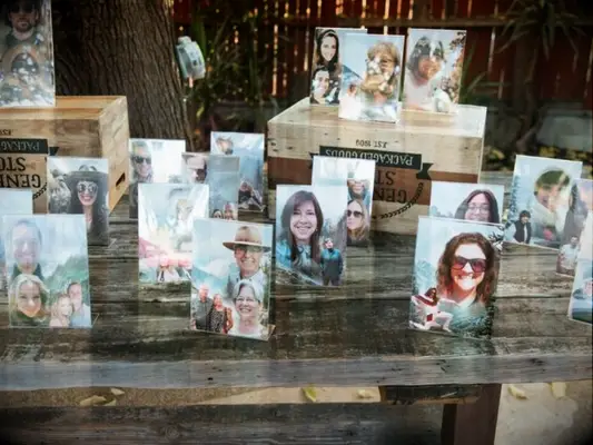 simple photo display at wedding