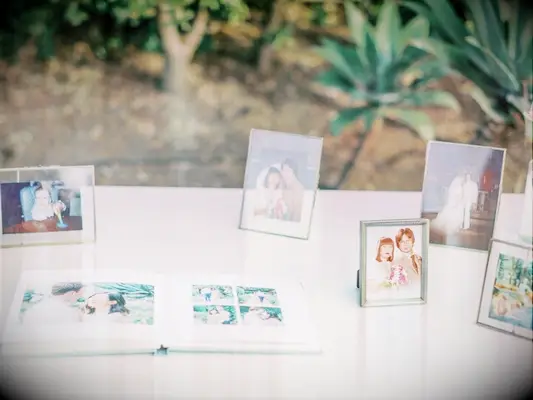 photo display beside guest book