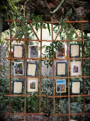 wood lattice photo display
