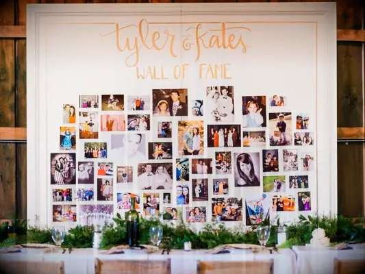 photo collage wall as reception decor
