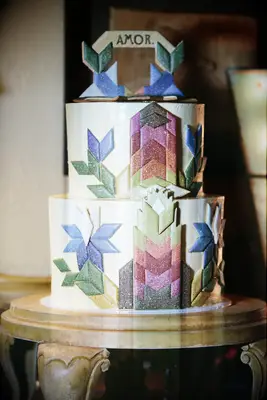 Colorful abstract wedding cake