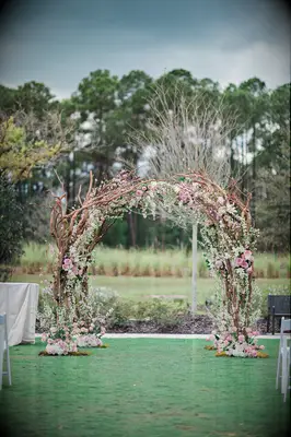 Whimsical chuppah at Jewish wedding