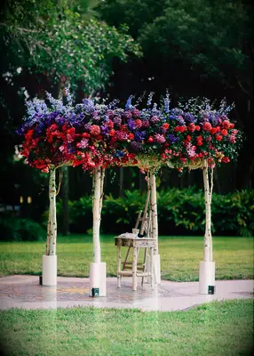 Jewel-tone chuppah at Jewish wedding